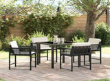 Garden Dining Set 5 pcs Black Poly Rattan 3380741