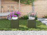 Plant Stand 2 pcs Olive green 24 x 24 x 35 cm Steel 865809
