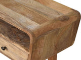 Solid Wood Mini Curved Oak-ish Console Table, 2 Drawers and Open Slot, Brown B2743P402987