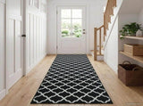 Rug Runner LESAKA Black and white 100 x 400 cm Diamond Velvet 42045381