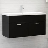 Sink Cabinet with Built-in Basin Black Engineered Wood 3071289