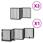 Dog Gate with Door Foldable 15 Panels Black 750 cm Poplar Wood 3155543