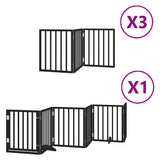 Dog Gate with Door Foldable 15 Panels Black 750 cm Poplar Wood 3155543