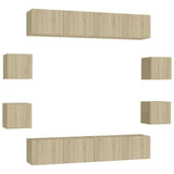 8 Piece TV Cabinet Set Sonoma Oak Engineered Wood 3078963