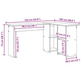Desk with Shelf Black Oak 142 x 102 x 73 cm Engineered Wood 869291