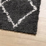 ZNTS Shaggy Rug PAMPLONA High Pile Modern Black and Cream 200x200 cm 375414