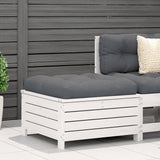 Garden Footstool with Cushion White Solid Wood Pine 844927