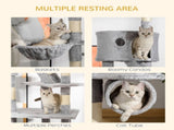 Floor to Ceiling Cat Tree for Indoor Cats, 240-260cm, Adjustable Height - Light Grey T3398P349842