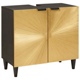 Bathroom Cabinet Set 4 pcs Black and Gold Solid Mango Wood 3310026