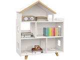 Three-Tier Toy Storage Shelf, Kids Bookcase, with Six Cubes, for Playroom, Bedroom - White T3398P379052