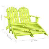 Garden Chair Green Solid fir wood 2-Seater Detachable 315916