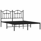 Metal Bed Frame without Mattress with Headboard Black 135x190cm 353438