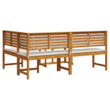 ZNTS Corner Sofa Set Set of 3 Brown Solid Acacia wood Foldable 3329107