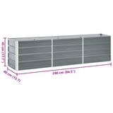 Garden Raised Bed Galvanised Steel 240x40x45 cm Grey 47044