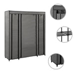 Wardrobe with Compartments and Rods Grey 150x45x176 cm Fabric 282436