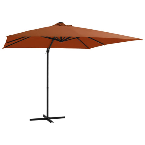 ZNTS Cantilever Garden Parasol with LED lights Terracotta 250x250 cm 312311