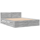 Bed Frame with Headboard without Mattress Grey Sonoma 160x200 cm 3295553