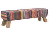 Bench 110 x 30 x 45 cm Real Leather Multicolour 42042117