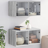 Wall Cabinets with Glass Doors 2 pcs Grey Sonoma 68.5x37x35 cm 836508