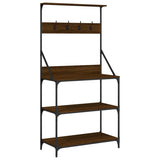 Baker's Rack with Hooks 4-Tier Brown Oak Engineered Wood 838962