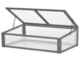 Wooden Cold Frame, Small Polycarbonate Greenhouse for Plants with Openable & Tilted Top Cover, Grey, T3398P328420