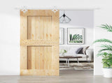 Sliding Door Natural and White 90 x 210 cm Solid Pine Wood 3445110