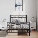 Metal Bed Frame without Mattress with Footboard Black 100x190cm 373703