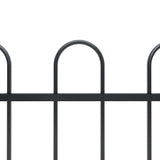 ZNTS Garden Fence with Hoop Top Steel 15.3x0.6 m Black 277646