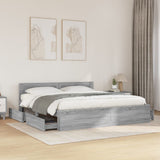 Bed Frame with Headboard without Mattress Grey Sonoma 200x200 cm 3295539