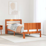 Bed Frame with Headboard 2 pcs Wax Brown Solid Pine Wood 3422755