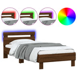 Bed Frame without Mattress with LED Lights Brown Oak 90x190 cm Single 838749