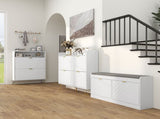 12 Shoe Storage Cabinet, with Chevron Indents and Gold Tone Accents - White T3398P330362