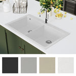 ZNTS Overmount Kitchen Sink Double Basin Granite Cream White 141677