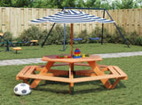 Picnic Table for 6 Kids with Umbrella Hexagon Solid Wood Fir 3281628