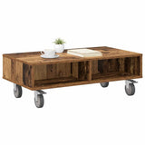 Side Table with Wheels Old Wood 90 x 50 x 30 cm Engineered Wood 891022