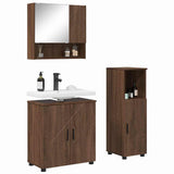 Bathroom Furniture Set 3 pcs Brown Oak Engineered wood & Metal 3392950