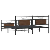 Metal Bed Frame without Mattress Brown Oak 180x200 cm Super King 3325103