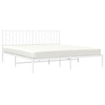 ZNTS Metal Bed Frame with Headboard White 180x200 cm Super King Size 374490