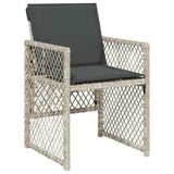 15 Piece Garden Dining Set with Cushions Light Grey Poly Rattan 3210815