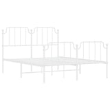 Metal Bed Frame without Mattress with Footboard White 150x200cm 373956