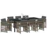 Garden Dining Set 9 pcs Grey Poly Rattan 3380780