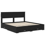 Bed Frame with Headboard Black Oak 180 x 200 cm Engineered Wood 3409959