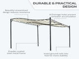 3x3 m Wall Mounted Garden Porch-Black/Cream White T3398P323853