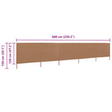 5-panel Wind Screen Fabric 600x120 cm Taupe 47163