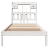 ZNTS Bookcase Bed without Mattress White 100x200 cm Solid Wood Pine 3322338