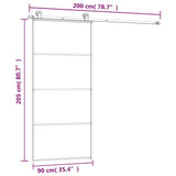 Sliding Door with Hardware Set 90x205 cm ESG Glass&Aluminium 3152148