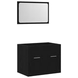 2 Piece Bathroom Furniture Set Black Oak Engineered Wood 862041