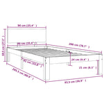 Bed Frame without Mattress White Solid Wood Pine 90x200cm 810481