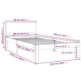 Bed Frame without Mattress White Solid Wood Pine 90x200cm 810481
