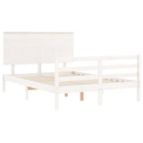 ZNTS Bed Frame without Mattress White 140x190 cm Solid Wood 3195202